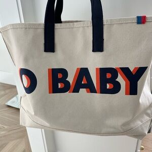 KULE Tote Bag in Cream with Navy and Red Accents